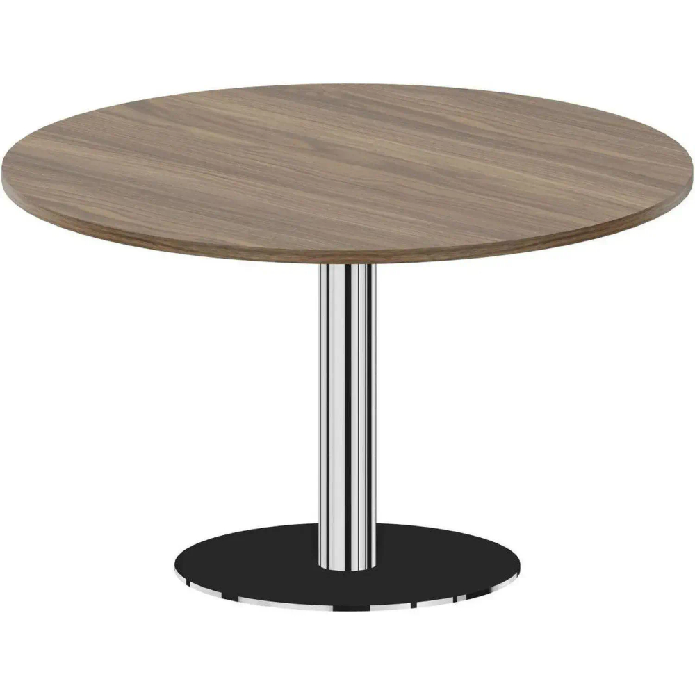 Стол Carre для совещаний диаметр 120х72см (меламин) Орех/Хром OC120WN