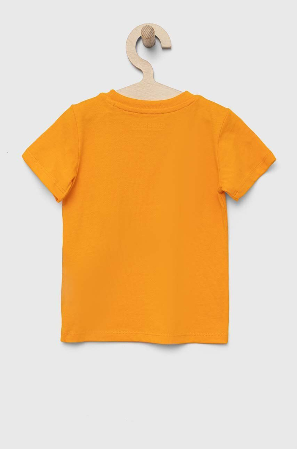 Футболка GUESS Оранжевый/Термопринт: белая голова мишки, логотип (Мальчик)