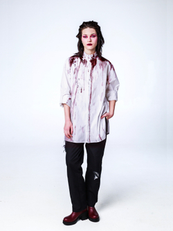 Рубашка "Калина" с окрашиванием. Бело-красная