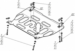 Защита картера двигателя, КПП. 2 мм, Сталь. для Changan UNI-K 2020-н.в., Motodor.77212