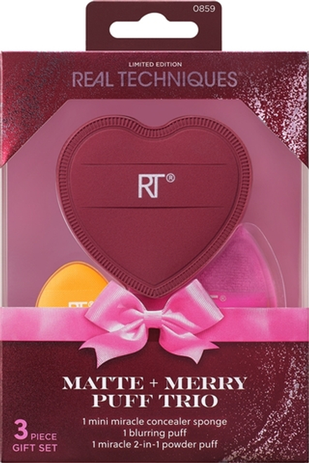 Real Techniques Matte + Merry Puff Trio - Кисть для макияжа, 3 szt.