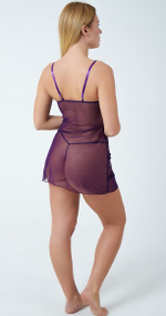 Полупрозрачная сорочка с расшитым лифом и феромонами (Размер: S-M) (Цвет: фиолетовый)