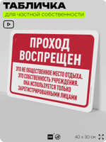 Табличка для частной территории "Проход воспрещен", на дом, для участка, организаций и частных территорий, предупреждающая, 40х30 см, Silver Plane x Айдентика Технолоджи
