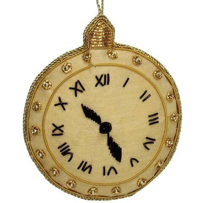 Елочное украшение "Часы" 10х11х1см Бисер,текстиль
