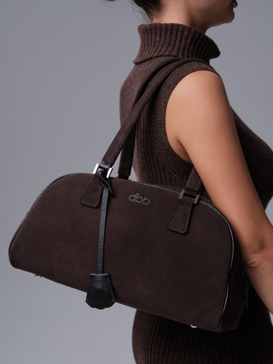 Замшевая сумка DBR 31358 темно-коричневый велюр
