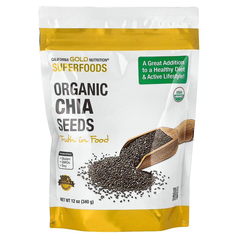 California Gold Nutrition, Superfoods, органические семена чиа, 12 унций (340 г)