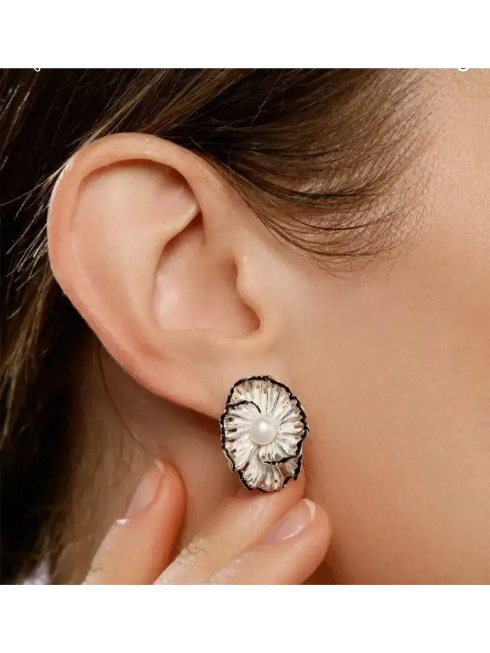 Ювелирные серьги серебро с жемчугом и эмалью