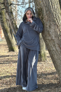 Палаццо с кушаком / вельвет мрамор / графит