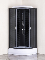 Душевая кабина Loranto 100х100х215 поддон 25 см черный кирпичный узор, серое стекло 4мм профиль черный (CS-6610-25GB 100)
