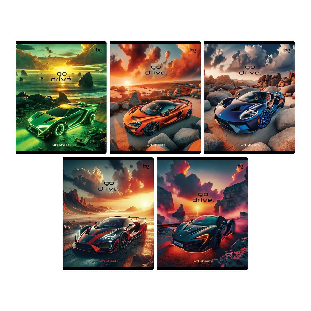 Тетрадь 40л А5, клетка "Go drive"(BG)