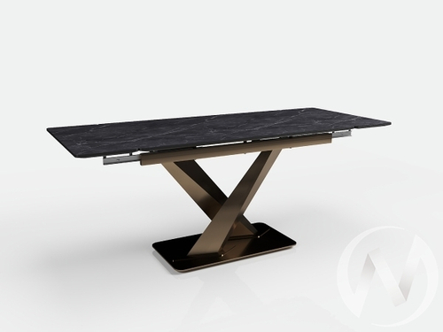 Стол раздвижной Элит 2 МК (1400) (опоры бронза/МДФ черный; керамика черный; кромка черный)