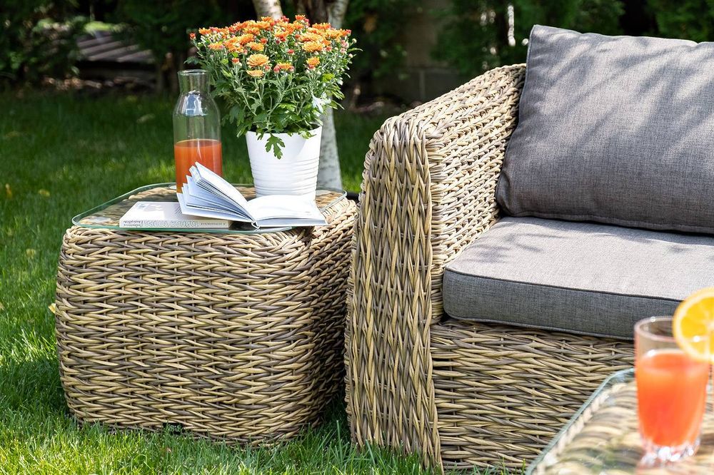 "Кальяри" кофейный столик из искусственного ротанга (гиацинт), цвет соломенный