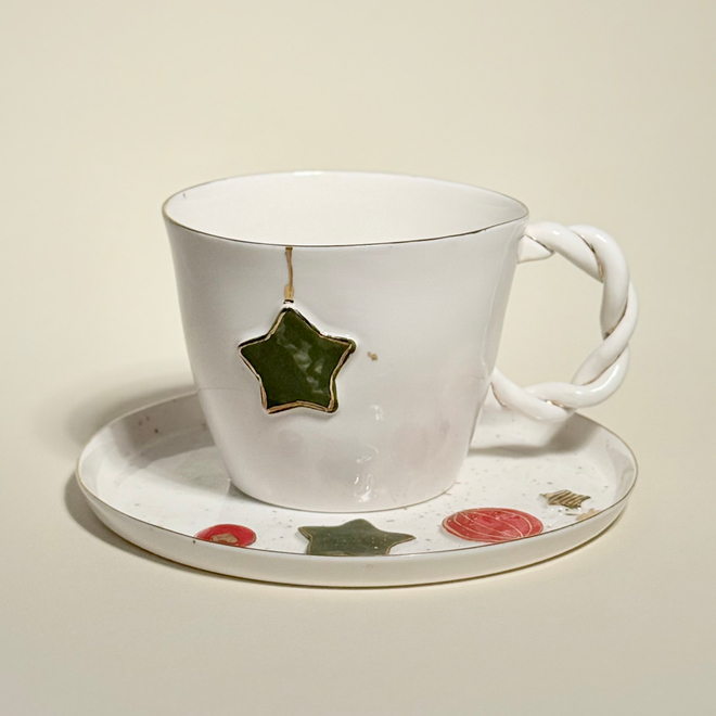 Чайная пара Новогодние игрушки 260мл