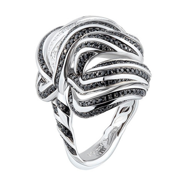 Кольцо с Чёрными Сапфирами и Бриллиантами, R0124-0/2