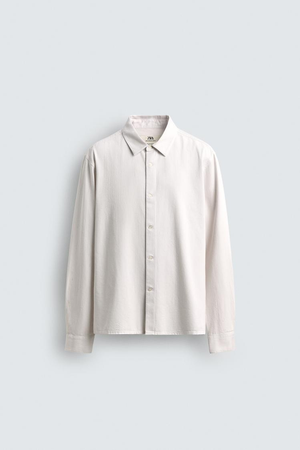 ZARA ЛЕГКАЯ ДЖИНСОВАЯ РУБАШКА LIMITED EDITION, ЖЕЛТОВАТО-БЕЛЫЙ