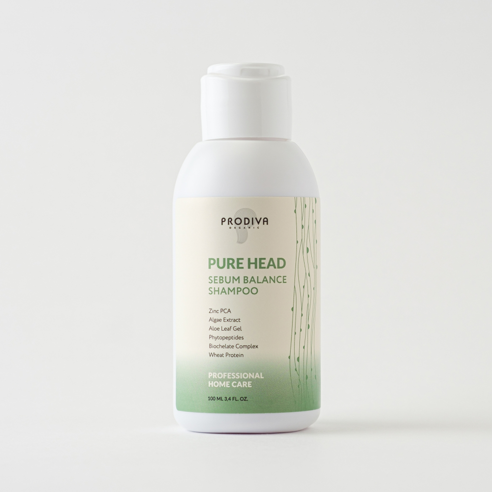 Prodiva, шампунь для жирной кожи головы PURE HEAD SEBUM BALANCE SHAMPOO, 100 мл