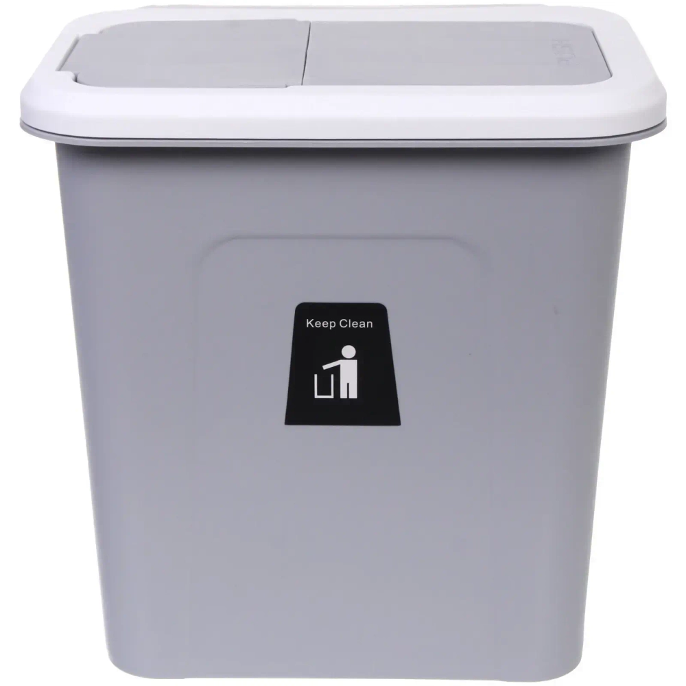 Корзина для мусора подвесная 27х19х28 серая с крышкой