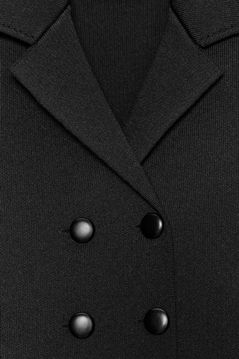 ZARA ДВУБОРТНЫЙ ТРИКОТАЖНЫЙ БЛЕЙЗЕР, ЧЕРНЫЙ