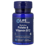 Life Extension, биоактивные фолат и витамин B12, 90 вегетарианских капсул