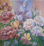 Декоративный гобеленовый чехол Пионы букет 47х47