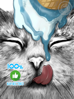 Наклейка декоративная "Кот с голубым мороженым"