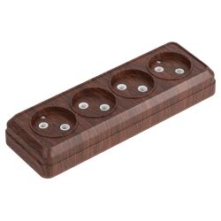 Розетка Intro Quadro 2-207-10 без заземления четверная 4х2P 16А-250В IP20 ОУ венге | Intro Quadro