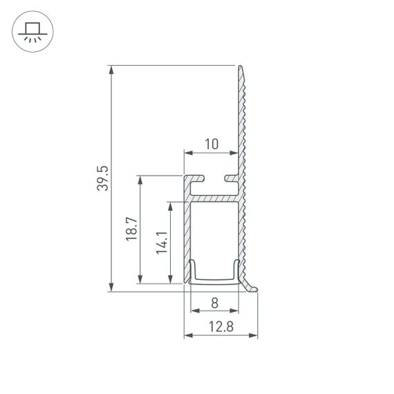 Профиль встраиваемый Arlight Wall-Fantom-Bent-W10-Side-2000 Anod 043694