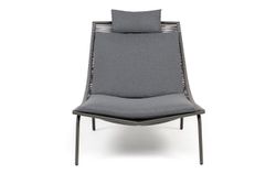 "Авиньон" кресло плетеное из роупа, каркас алюминий серый (RAL7022) муар, роуп серый круглый, ткань темно-серая 027