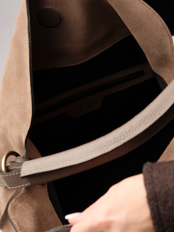 Замшевая сумка Andrea DBR 31374 серо-коричневый