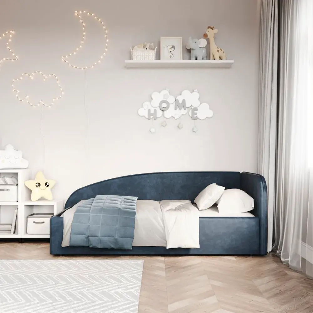 Кровать Элис 90х200 Синий Велюр Правый Угол