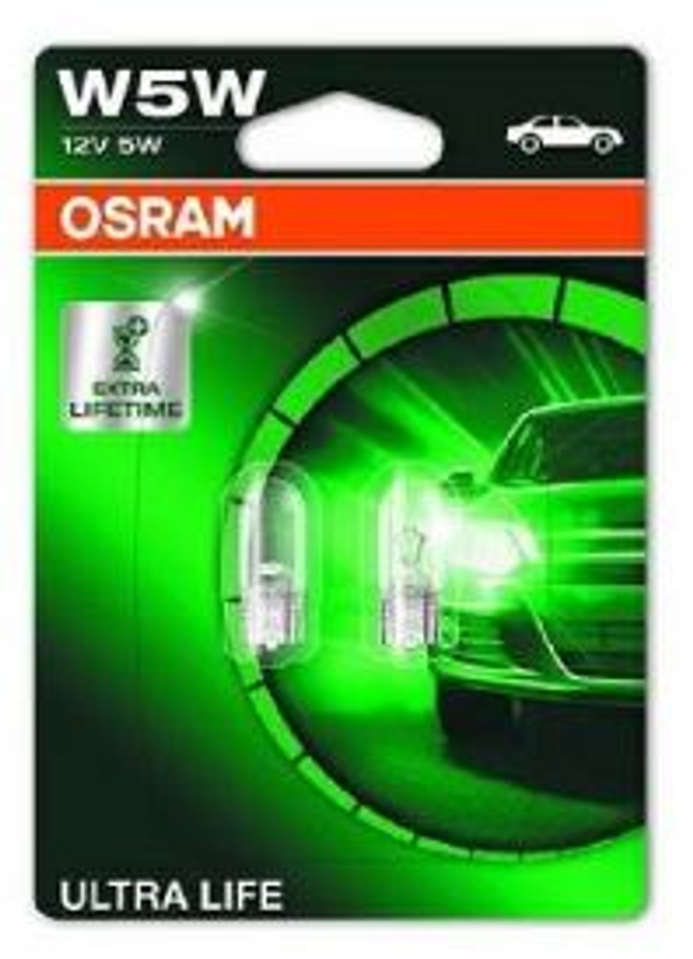 Автолампа  W 12-W 5W (без цок) (W2,1x9,5d) Osram Ultra Life (бл2шт) #2825ULT-2BL ORIGINAL
