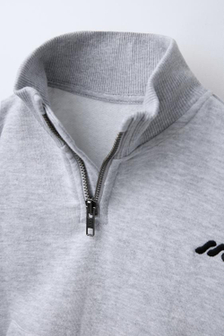 ZARA ТОЛСТОВКА С МОЛНИЕЙ И НАКЛАДНЫМ КАРМАНОМ, СЕРЫЙ С МЕЛАНЖЕВЫМ ЭФФЕКТОМ