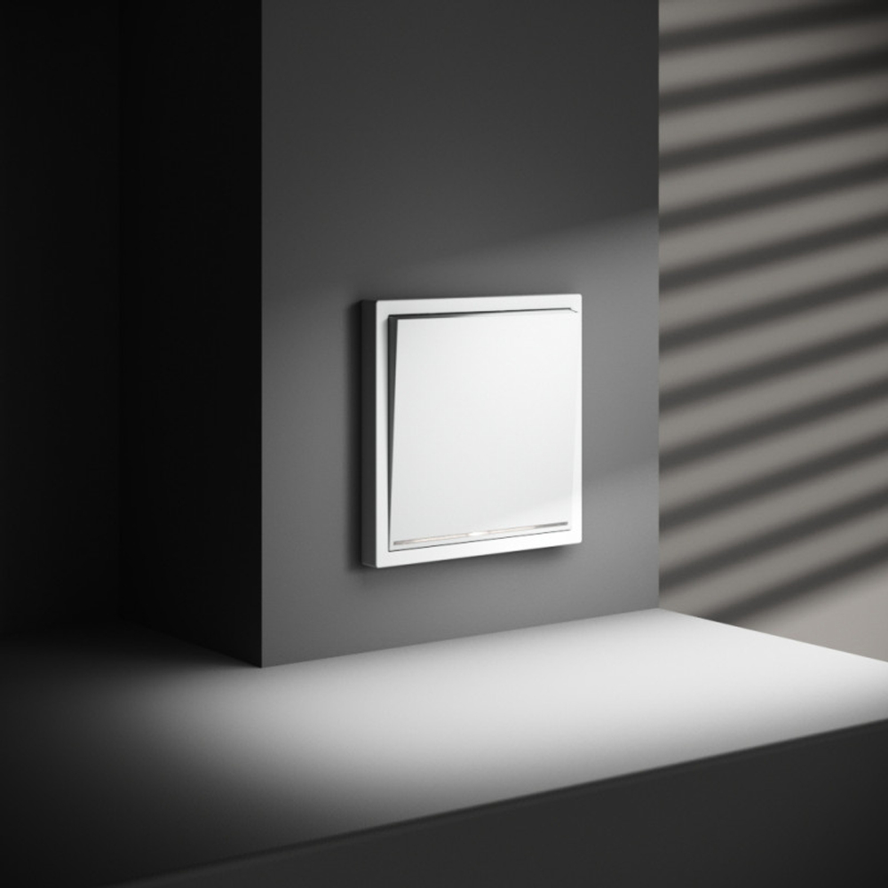 Проходной переключатель встраиваемый VOLTUM S70 одноклавишный с подсветкой 10А, (белый матовый)