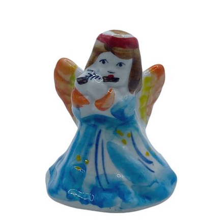 Фигурка Ангелочек с флейтой цветная гжель