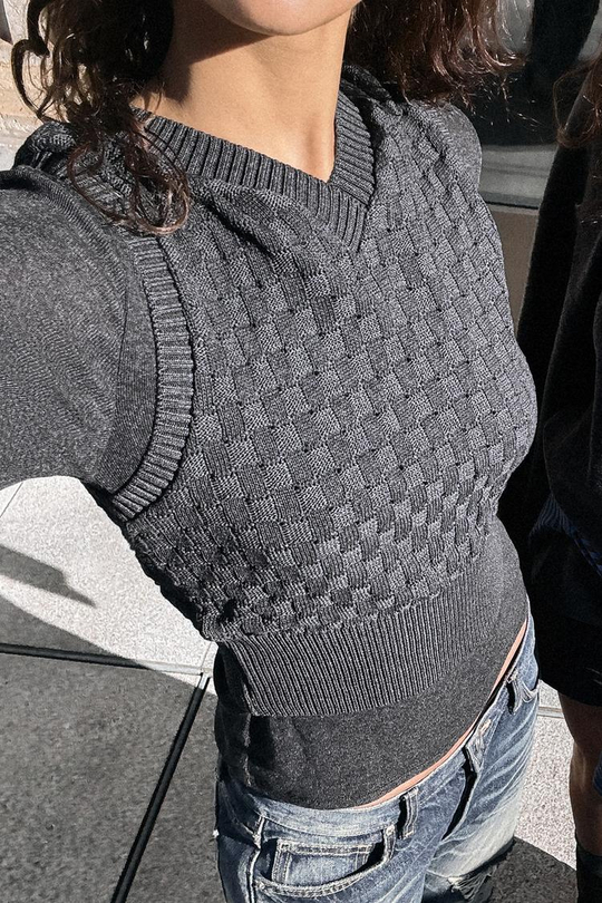 ZARA КОМБИНИРОВАННЫЙ ЖИЛЕТ, АНТРАЦИТОВО-СЕРЫЙ