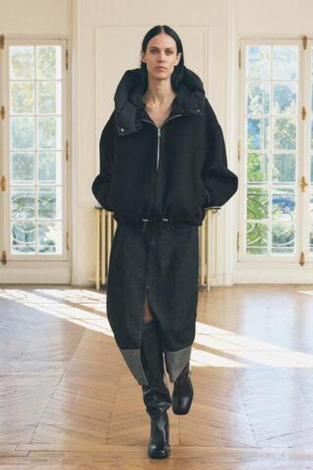 ZARA ДЖИНСОВАЯ ЮБКА С РАЗРЕЗОМ — ZW COLLECTION, СЕРЫЙ