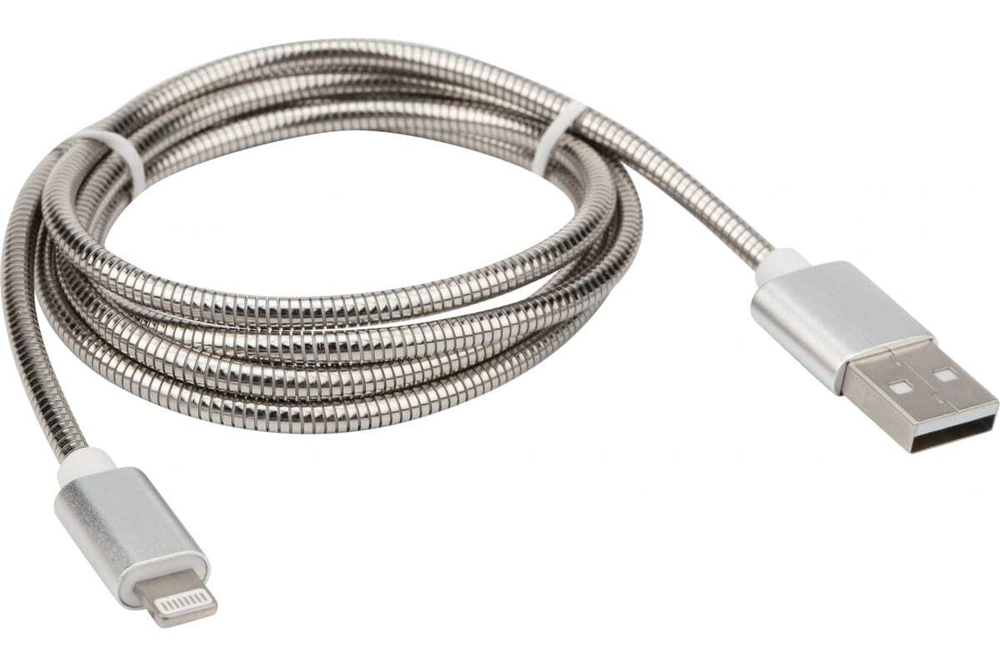 Кабель USB Lightning REXANT для iPhone металлическая оплетка 1м 18-4247