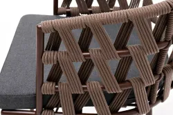 "Диего" стул плетеный из роупа, каркас из стали коричневый (RAL8016) муар, роуп коричневый круглый, ткань серая