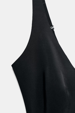 ZARA БОДИ ИЗ СМЕСОВОГО ПОЛИАМИДА, ЧЕРНЫЙ