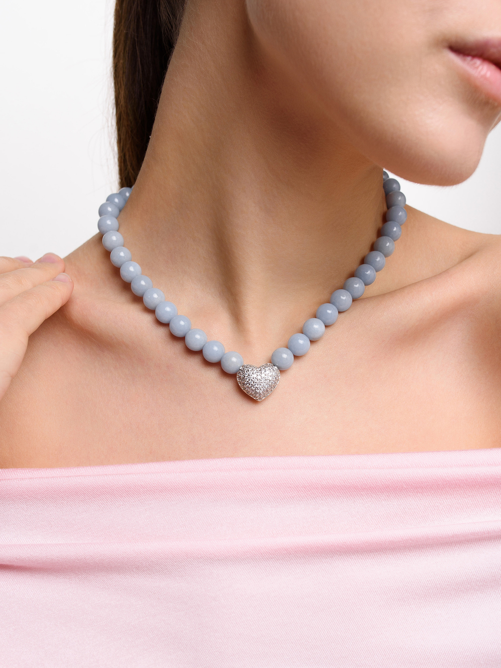 Колье "Autumn Heart Blue" Silver