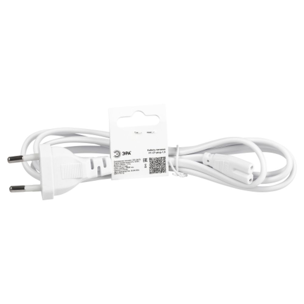 Кабель питания для линейного светильника ЭРА FT-С7-plug-1,5 коннектор IEC C7 длина 1,5 м | Аксессуары для фито светильников