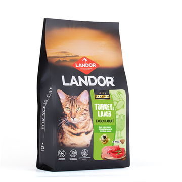 Сухой корм LANDOR для кошек привередливых в питании, индейка с ягненком 2 кг