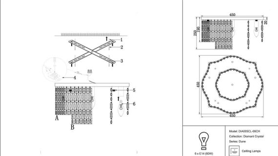 Потолочная люстра Maytoni Dune DIA005CL-06CH