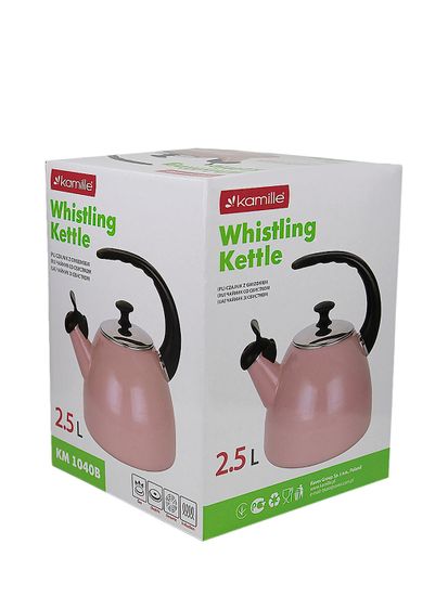 Чайник 2,5 л. эмалированный со свистком Kamille KM 1040B с черной бакелитовой ручкой