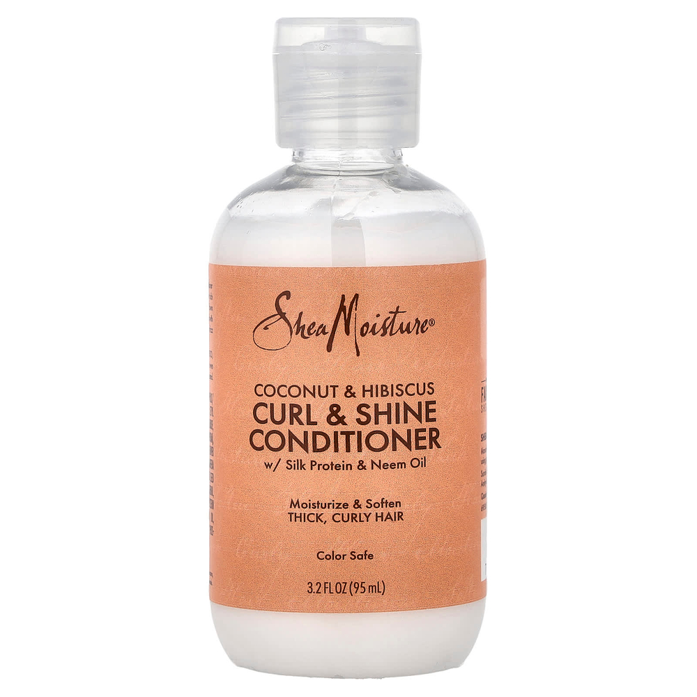 SheaMoisture, Curl & Shine, кондиционер для волос, с кокосом и гибискусом, для густых, вьющихся волос, 95 мл (3,2 жидк. унции)