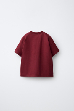 ZARA ФУТБОЛКА С ПРИНТОМ ФРУКТОВ, ТЕМНО-БОРДОВЫЙ