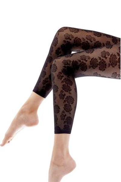 Женственные легинсы с рисунком в виде роз (Размер: 1 размер) (Цвет: черный)