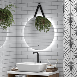 Зеркало "Best Led" D650 на ремне из натуральной кожи черного цвета с бесконтактным сенсором