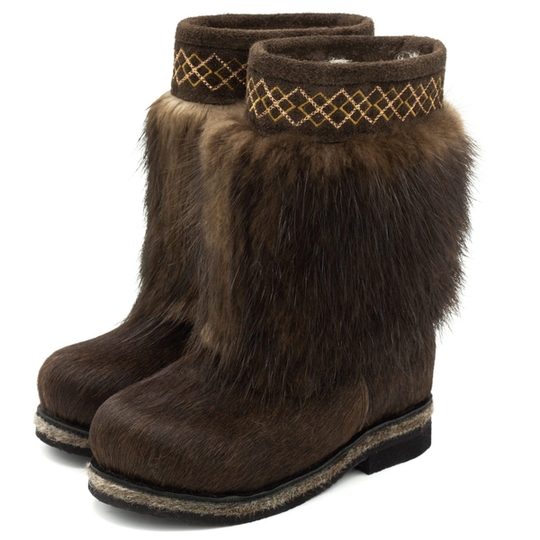 Унты детские из бобра и замши