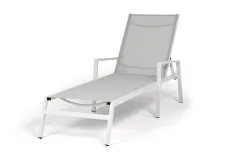 "Парма" шезлонг, каркас алюминий светло-серый (RAL7035) муар, ткань текстилен светло-серая